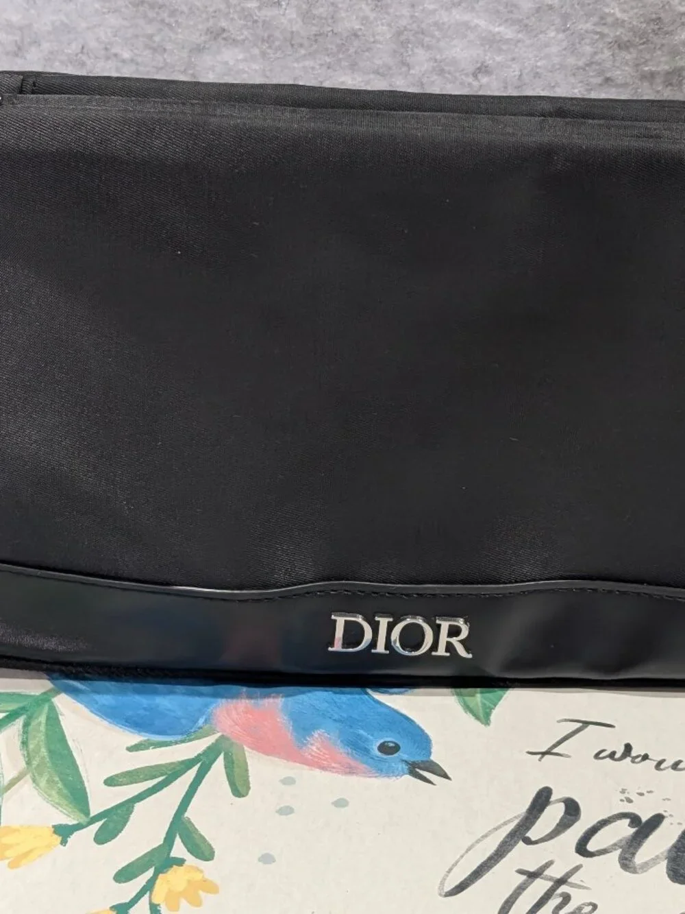 Dior Beauty Black Nylon Double Zip Makeup Bag Cosmetic Case Pouch